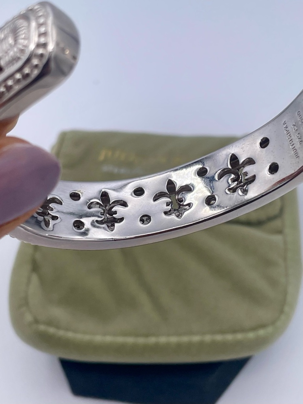 Judith Ripka Sterling Silver 925 CZ Pave Hinged Cuff Bracelet Wide Heavy71.7g - Picture 6 of 13
